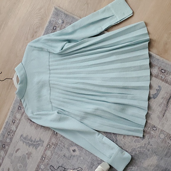 Tuckernuck Pleated Top Adele Sea Glass Blue Button Down Shirt SzXS - Picture 8 of 9